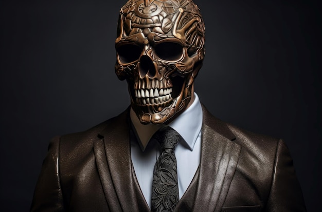 Скелетный готический деловой костюм темный Generate Ai