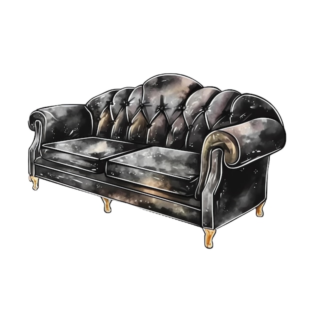 Gothic sofa watercolor illustration