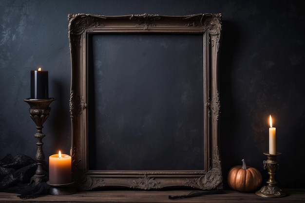 Gothic stye frame mock up spooky setting and decor dark