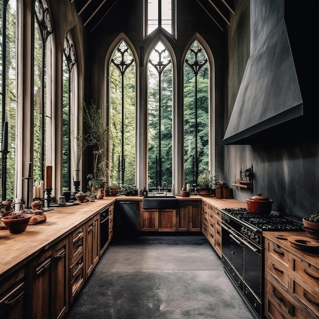 Premium AI Image  gothic style kitchen