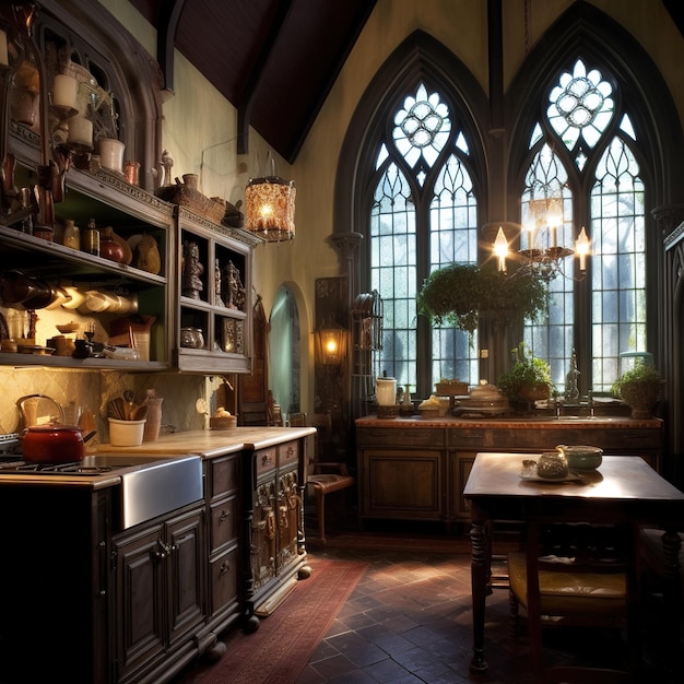 Premium AI Image | gothic style kitchen