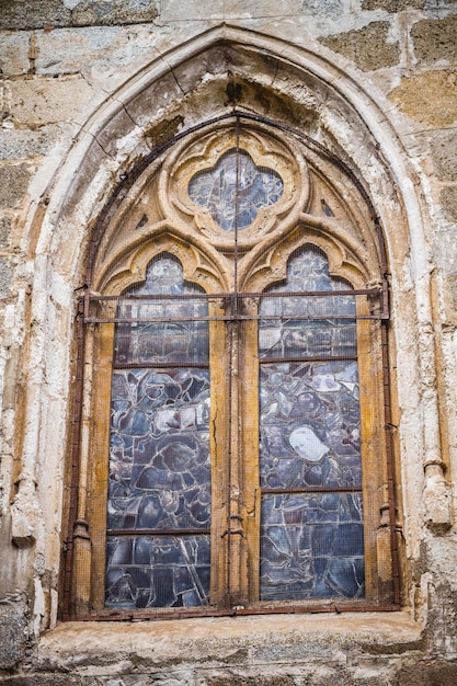 Gothic style window in the Cathedral of Toledo spain