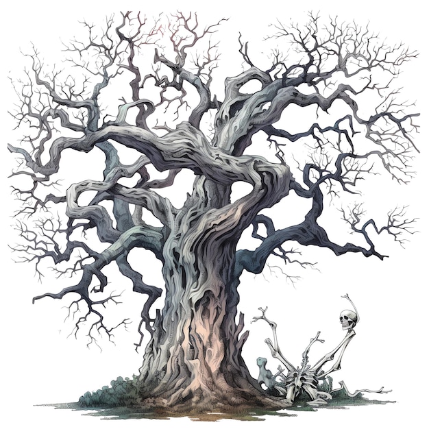 Готические деревья акварельные иллюстрации