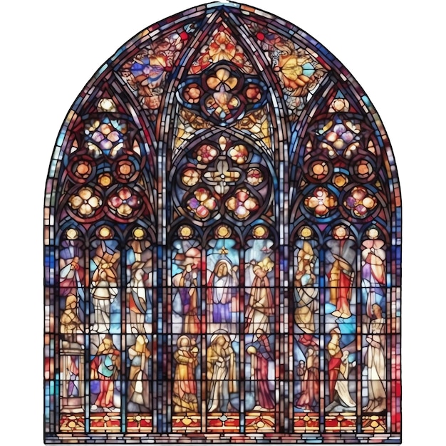 Gothic window watercolor illustration