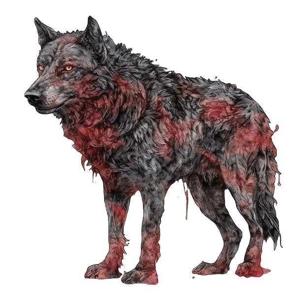 Gothic wolf watercolor illustration