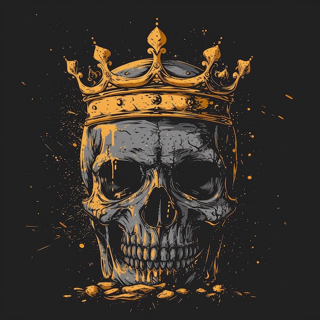 Gotische koningin schedel met kroon Met de hand getekende vectorillustratie