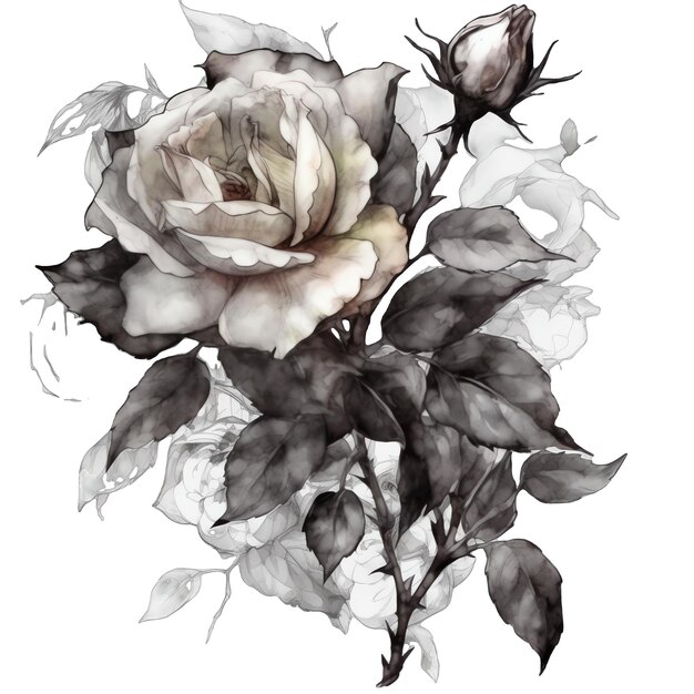 Gotische rozen aquarel illustratie