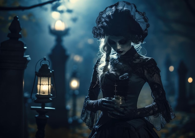 Gotische vrouw op Halloween