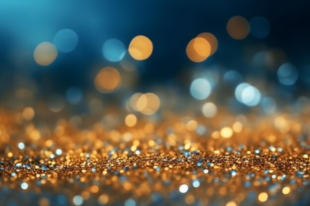 goud en blauw Glitter Licht bokeh achtergrond