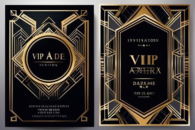 Goud en luxe Invitation card design vector Abstract geometrie frame en Art deco