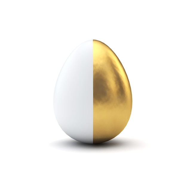 Goud en wit patroon luxe paasei 3D-rendering