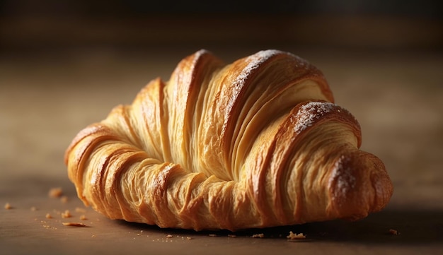 Goudbruin Frans Croissants afbeelding met hoge resolutie Ai gegenereerde kunst