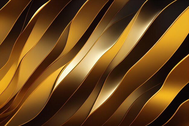 Gouden achtergrond abstracte golvende 3D renderen