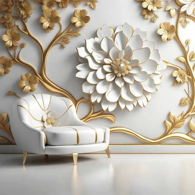 Gouden achtergrond illustratie bloem muur luxe decoratief