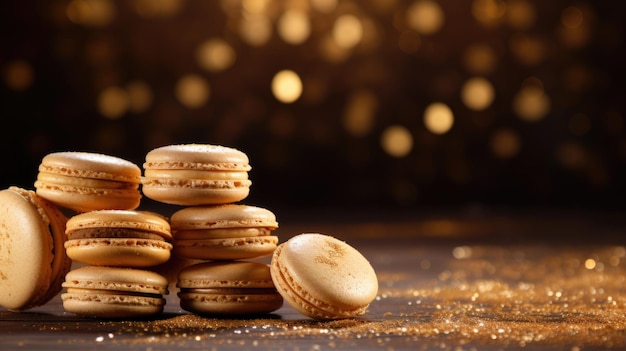 Gouden achtergrond met macarons