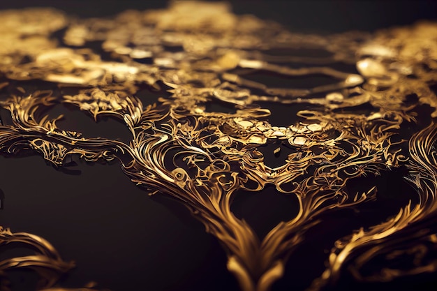 Foto gouden achtergrond met water in goud en gekleurde inkten. decoratief beeld voor evenementen, bruiloften of elegantie