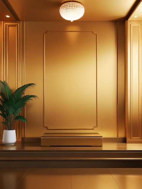 Gouden achtergrond van het interieur van de kamer