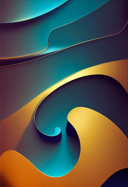 Gouden aquamarijn golvende vormen abstracte achtergrond