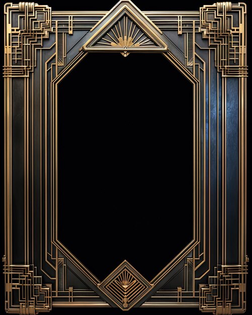 Foto gouden art-deco frame met ornament retro gouden art deco of art nouveu frame in roerende jaren twintig stijl