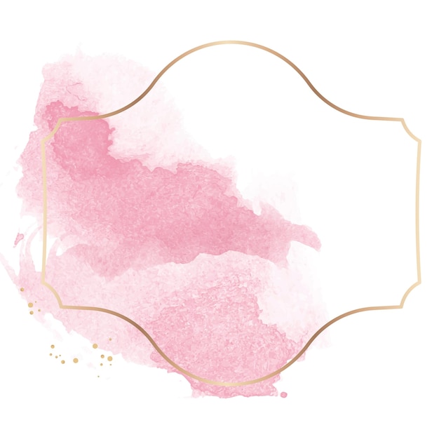 Gouden badge met roze waterverf doorzichtige verf png