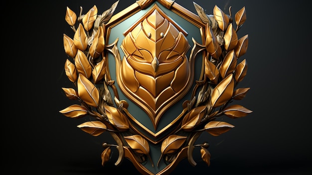Gouden badge of schild met gouden bladeren