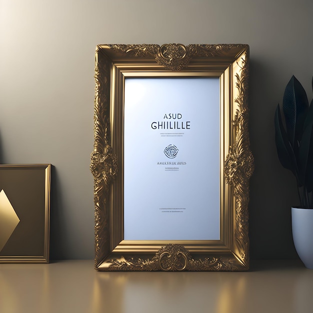 gouden beeldframe mockup gegenereerd door ai