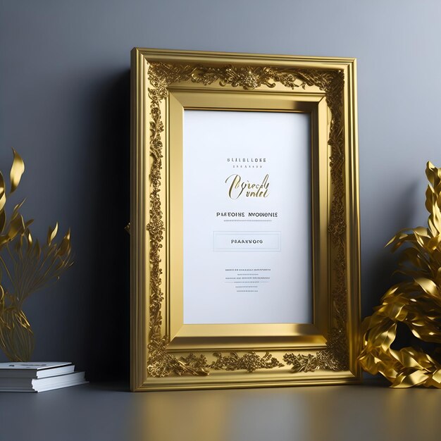 gouden beeldframe mockup gegenereerd door ai