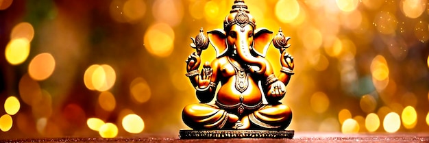 Foto gouden beeldje van ganesha selectieve focus