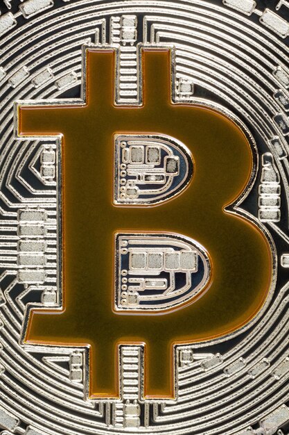 Gouden Biitem op grijze spiraalvormige achtergrond Bitcoin