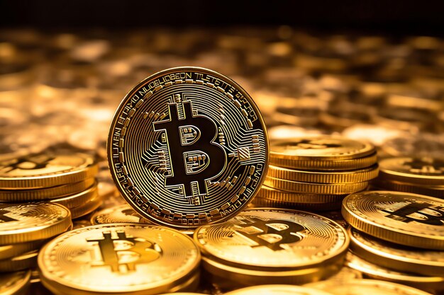 Gouden bitcoin digitale cryptocurrency futuristisch geld Technologie internet handelsconcept