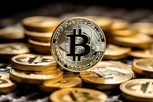 Gouden bitcoin digitale cryptocurrency futuristisch geld Technologie internet handelsconcept