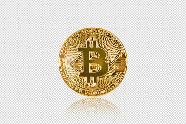 Gouden bitcoin (digitale valuta) geïsoleerd op zwart (met uitknippad)