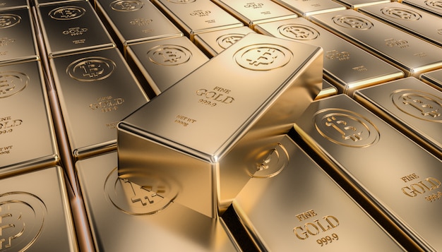 Gouden bitcoin ingots