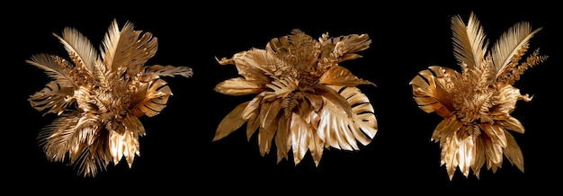 Gouden bladeren van tropische planten struik bloemen