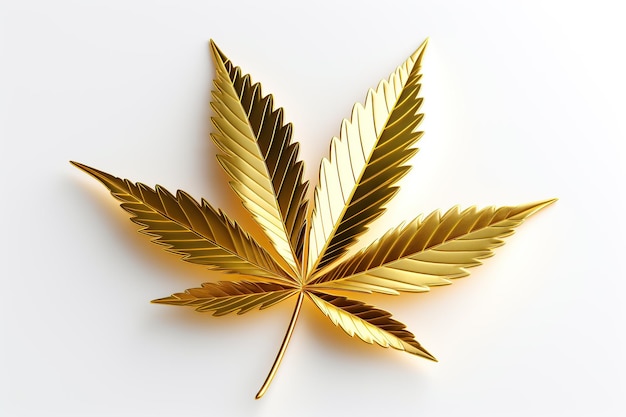 Foto gouden bladmarihuana op witte achtergrond