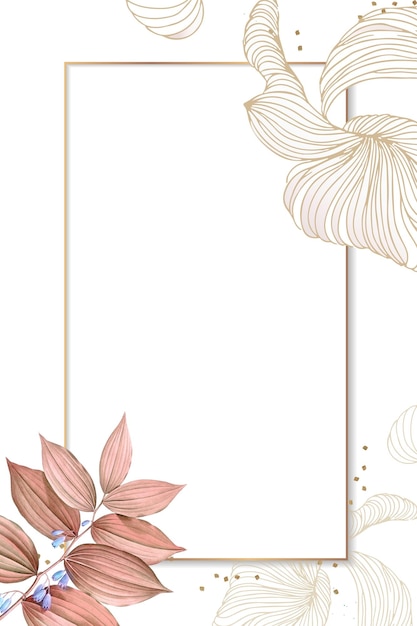 Gouden bloemen rechthoekig frame transparant png