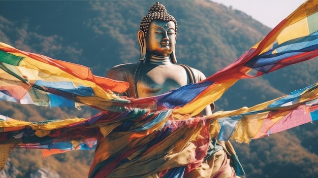 Gouden Boeddha in de bergen van tibet