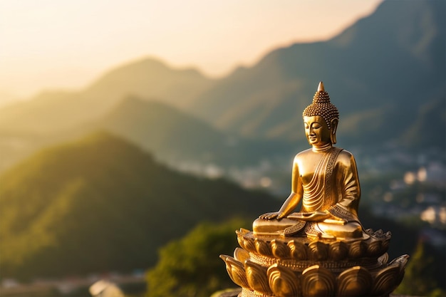 Gouden Boeddhabeeld op een witte achtergrond