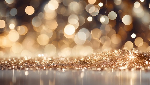 Gouden bokeh licht achtergrond Kerstmis en Nieuwjaar concept