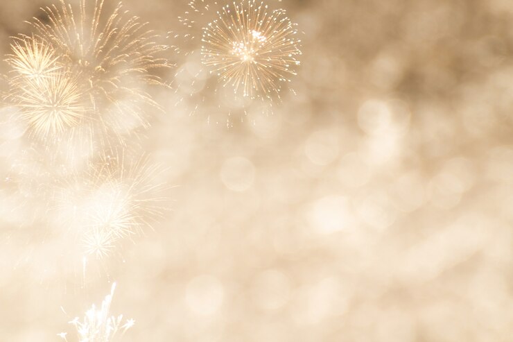 Foto gouden bokeh met vuurwerk voor nieuwe jaar of vieren achtergrond