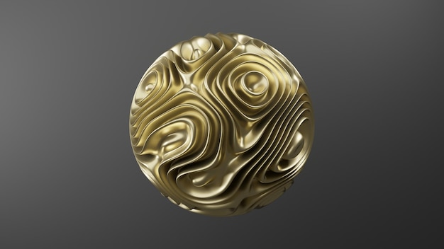 Gouden bol vervorming bio vormen organisch concept Illustratie abstracte 3d Render