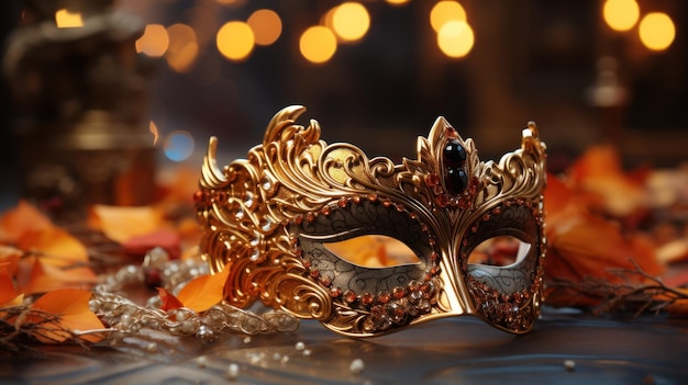 Gouden carnavalmasker op esthetiek