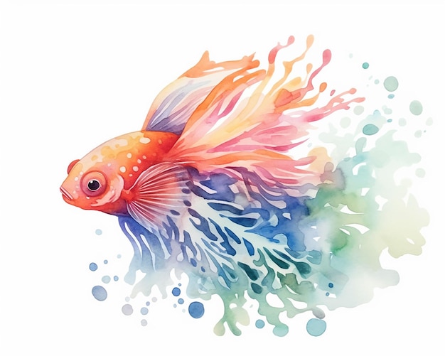 Gouden Chinese Japanse vis aquarel onderwaterwereld snelle schets kleur schilderij egel