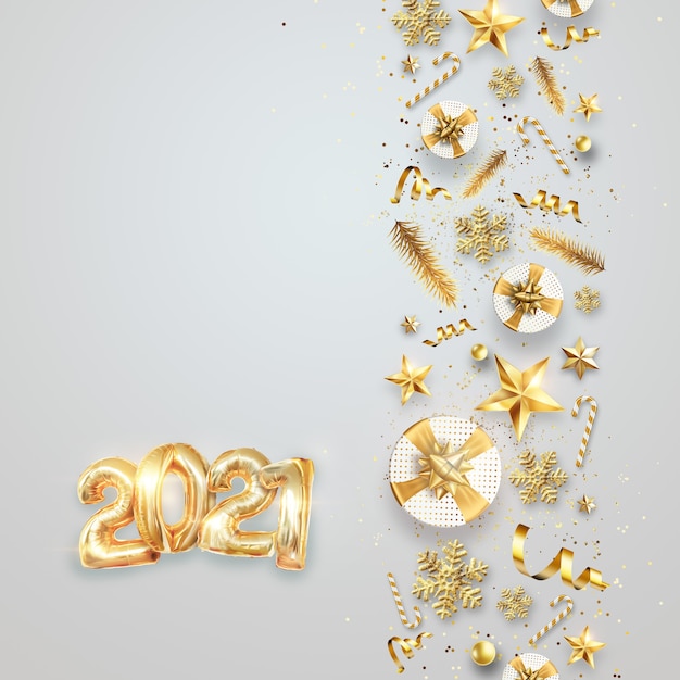 Gouden cijfers en kerstversieringen