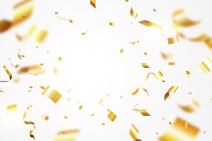 Foto gouden confetti explosie achtergrond