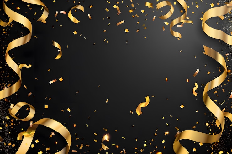 Foto gouden confetti op een zwarte achtergrond