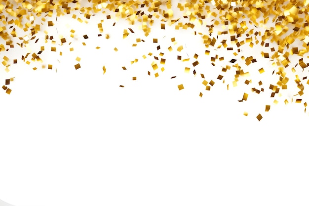 Foto gouden confetti vallen naar beneden voor een witte achtergrond