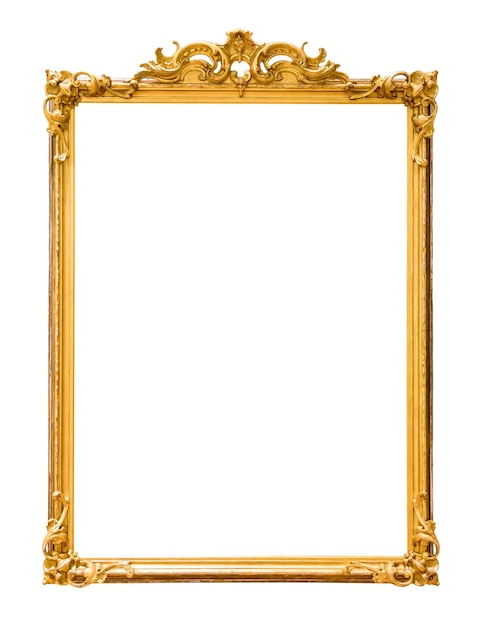 Foto gouden decoratieve fotolijst geïsoleerd op wit