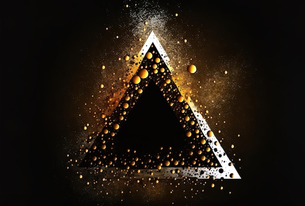 Gouden driehoeken met een zwarte achtergrond en een centrale witte stip