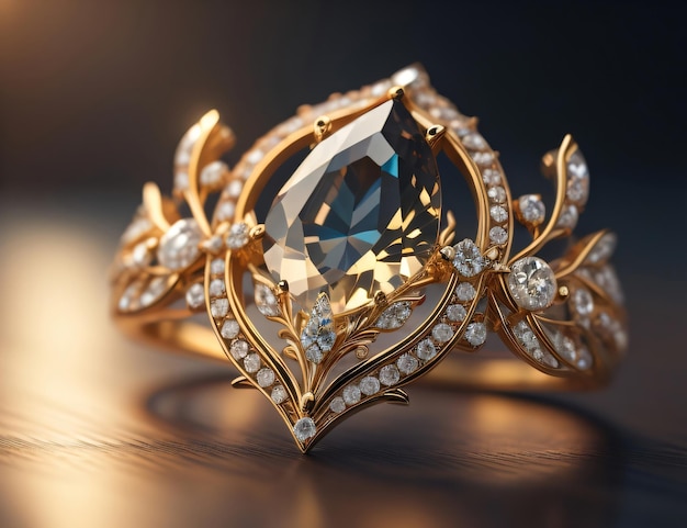 Gouden dure en luxe juwelenring met diamanten